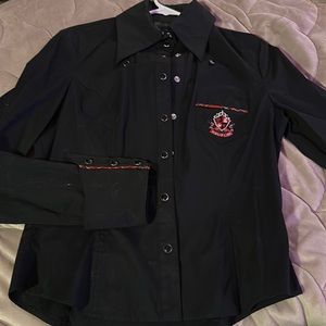 Lip Service, Med, Black collard shirt. NWOT never worn.